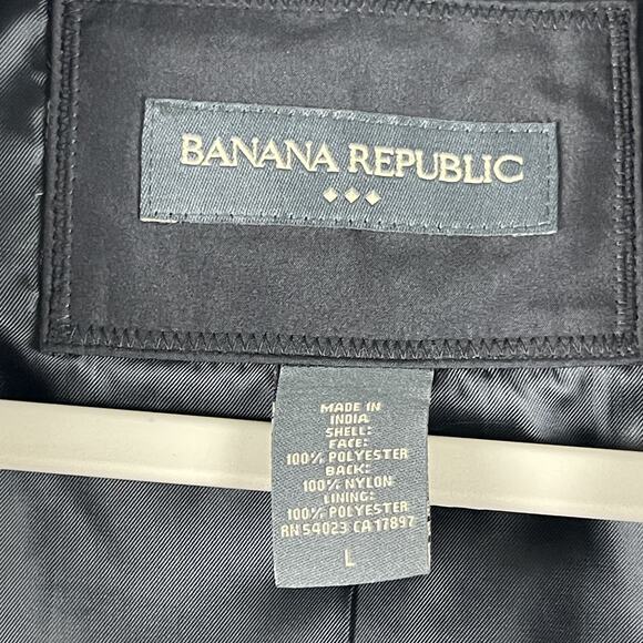 Vintage Banana Republic Factory Trench Coat Mens Large Black Water Resistant - Picture 5 of 16